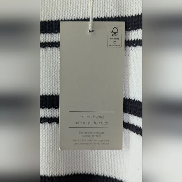 Joie Large Black & White Crew Neck Sweater Stripes Brand New With Tags - Picture 8 of 12